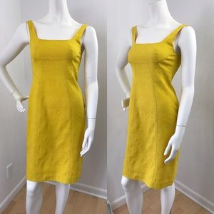 Muse Sunny Yellow Square Neck Sheath Dress Size 2